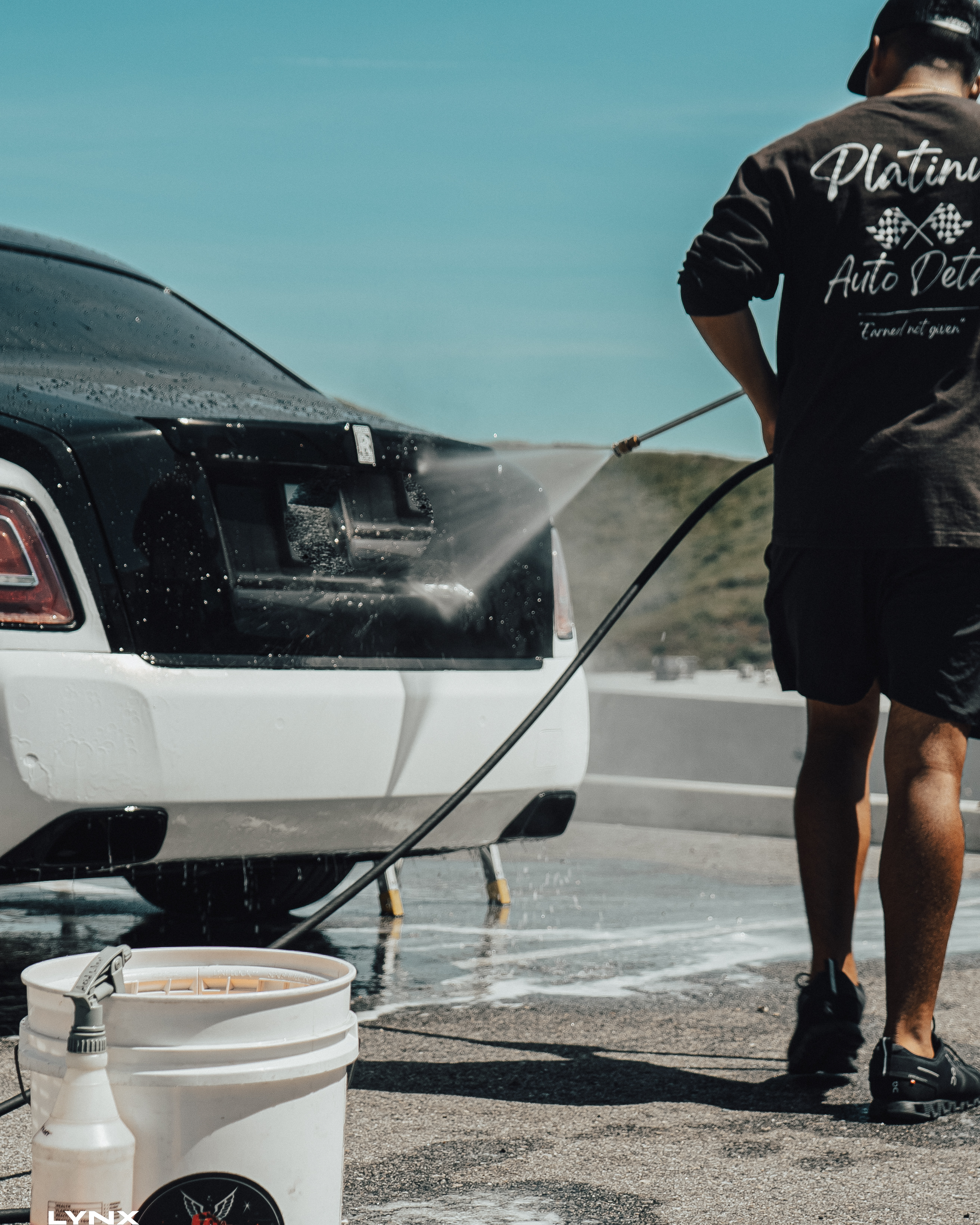 washing a car with the best equipment